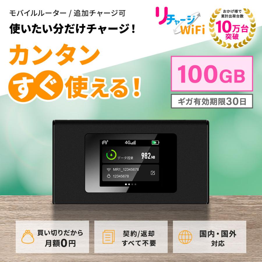 リチャ―ジwifiモバイルルータ Amazon.co.jp: 【リチャージWiFi】100ギガ付き 365日 車載wifi