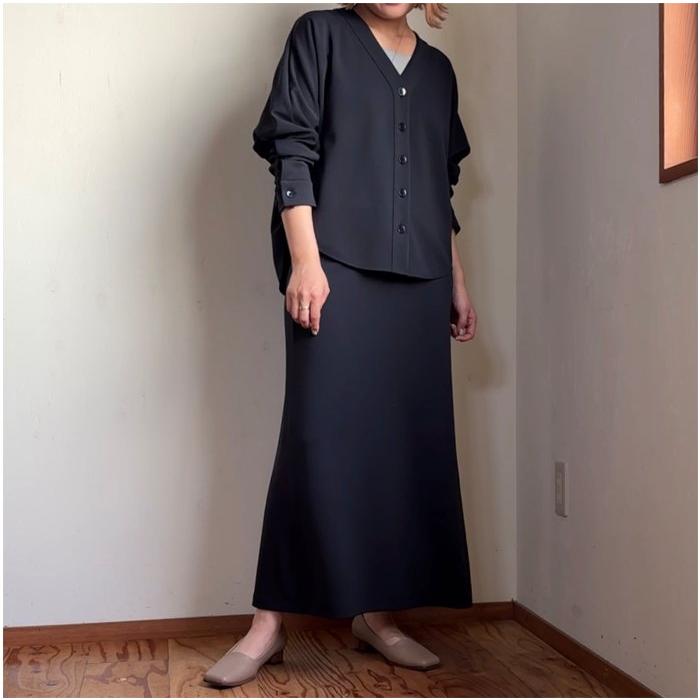 cafune バックフレアスカート新品未使用ブラック Cafune ロングバックフレアスカート | MARUMURA