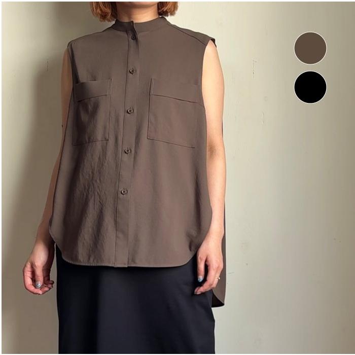 Cafune（カフネ） マットストレッチジョーゼット タックスリーブ