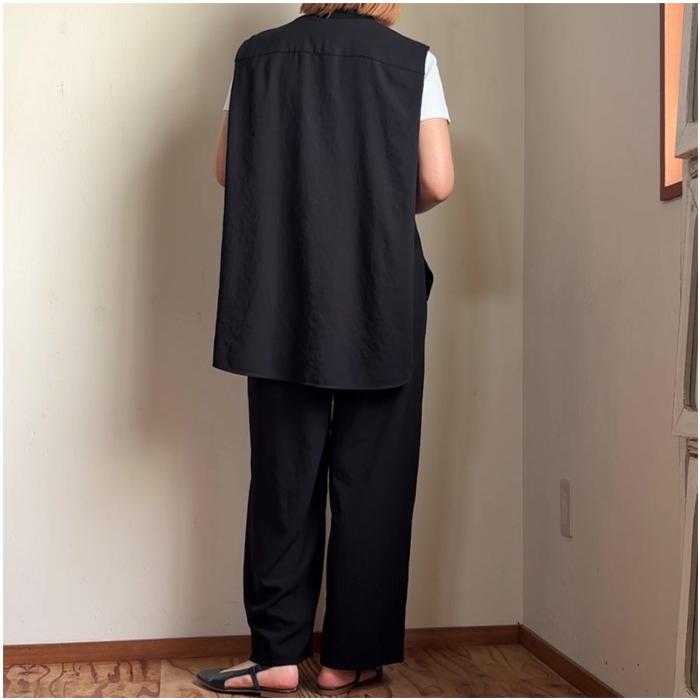Cafune（カフネ） マットストレッチジョーゼット タックスリーブ