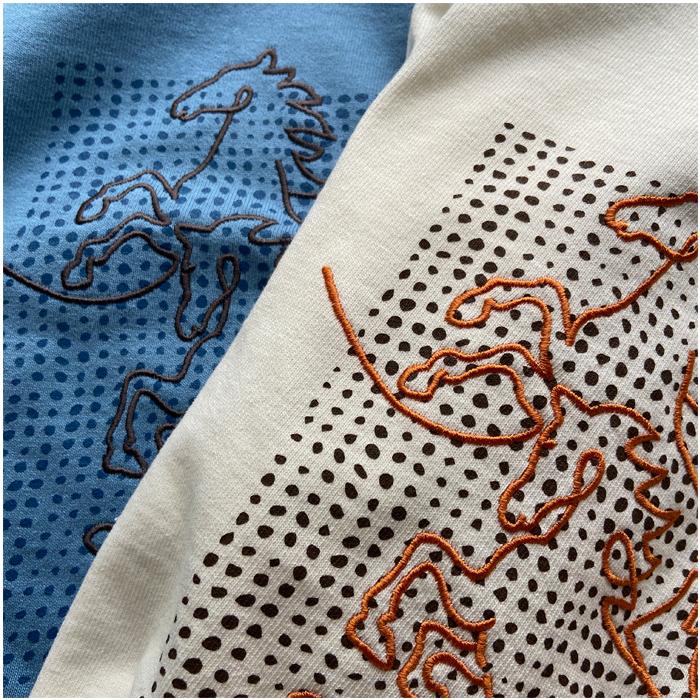 NOMBRE IMPAIR ノンブルアンペール ホース刺繍＆ドットPT 8分袖P