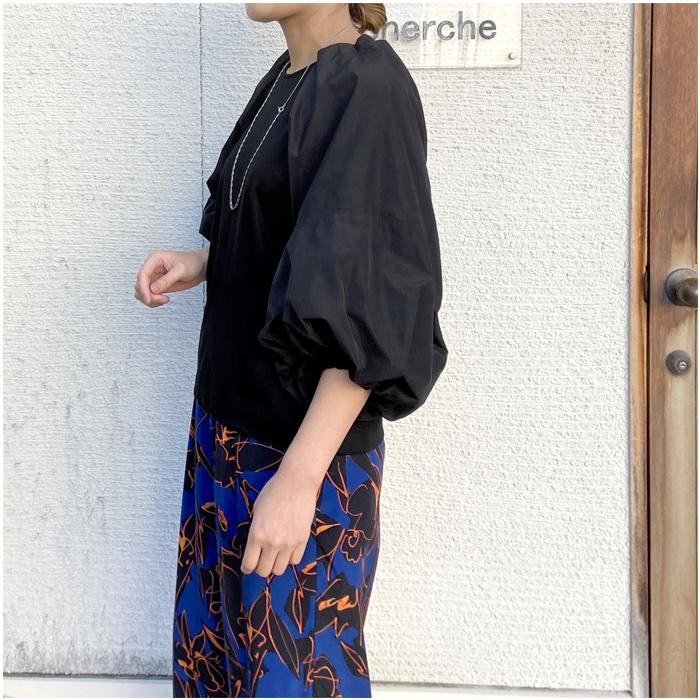 50%OFF】PASSIONE パシオーネ 異素材切替え パフスリーブデザイン