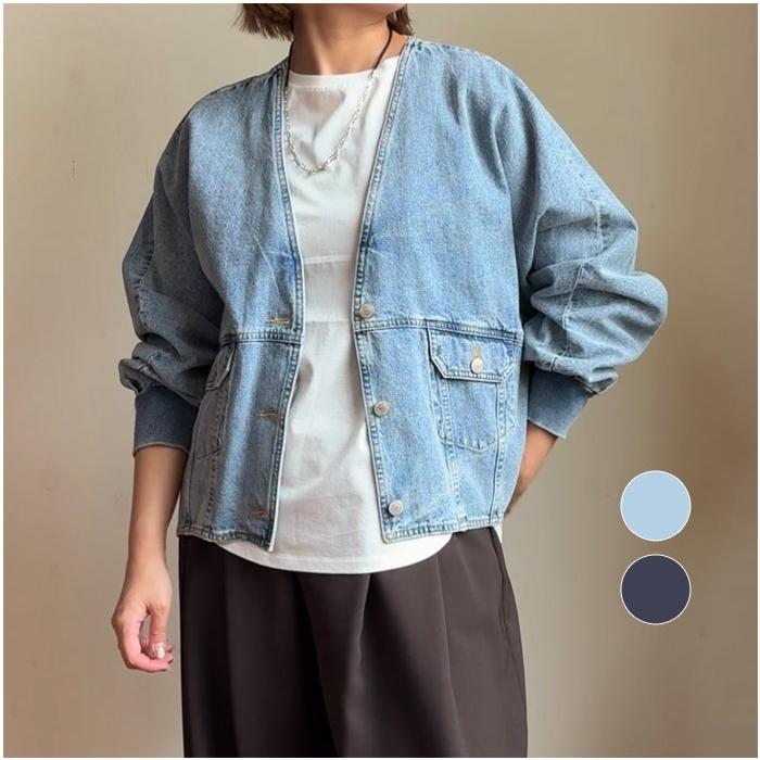 PASSIONE（パシオーネ） Vネック デニムショートジャケット 536406