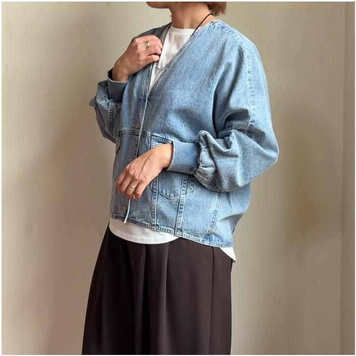 PASSIONE（パシオーネ） Vネック デニムショートジャケット 536406