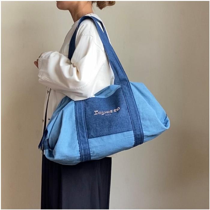 repetto（レペット） Duffle bag size L ロゴ デニム配色トート 51243