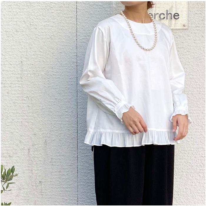 tumugu ツムグ コットンサテン フリルプルオーバー TB19436 :tumugu