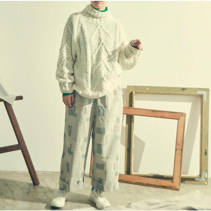 ツムグ　パッチワークジャガードパンツ ツムグパッチワークジャガードパンツ