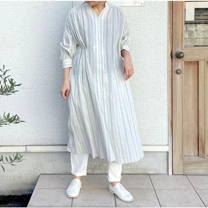 春夏 Yuni ユニ ボイルストライプ ギャザースキッパーマキシワンピース 17 01 Op 057 1 Yuni Op057 1 ルシェルシュ Yahoo 店 通販 Yahoo ショッピング