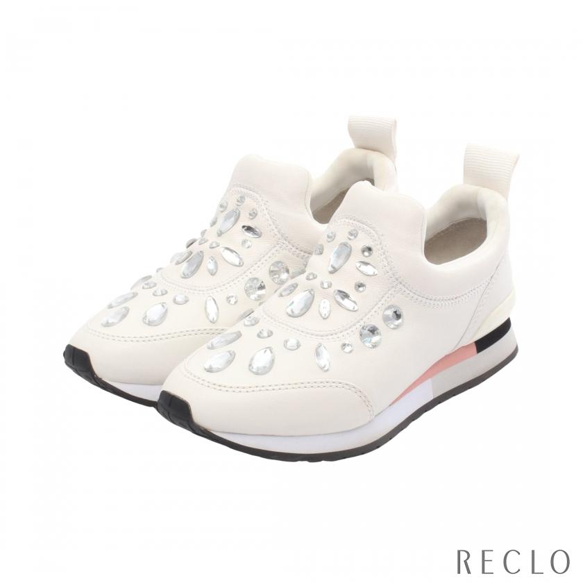 トリーバーチ Tory Burch Laney Embellished Runn スニーカー 靴 レザー レディース ホワイト系 36409-100 【中古】 TORY BURCH（トリーバーチ） TORY BURCH Laney Embellished Runn
