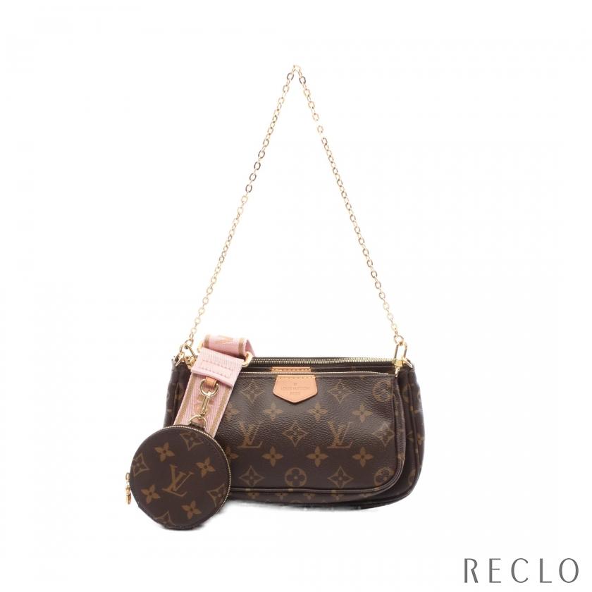 ルイ・ヴィトン LOUIS VUITTON ミュルティ ポシェット アクセソワール モノグラム ローズクレール ショルダーバッグ バッグ PVCコーティングキャンバス レザー レディース ブラウン系 / ピンク系 M44840 【中古】 LOUIS VUITTON（ルイ・ヴィトン） ミュルティ ポシェット アクセ