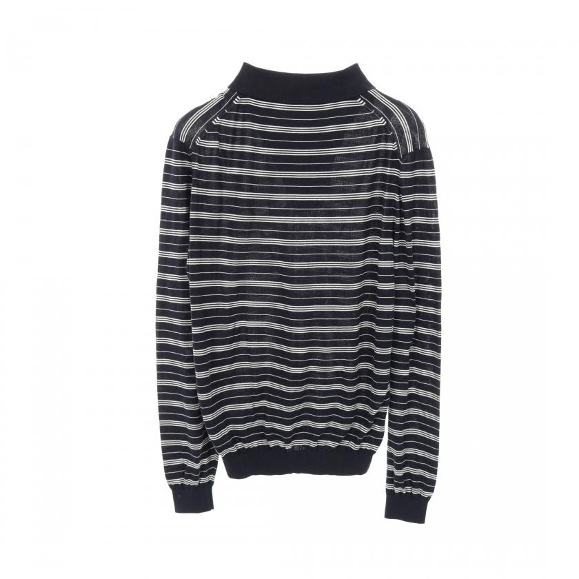 国内発送 miumiu コットン ニット ポロシャツ 長袖 ボーダー miu ミュウミュウ ポロシャツ 長袖 ボーダー コットン ナイロン