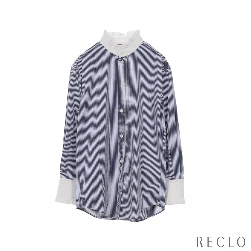 CELINE（セリーヌ） シャツ スタンドカラー 長袖 ストライプ コットン