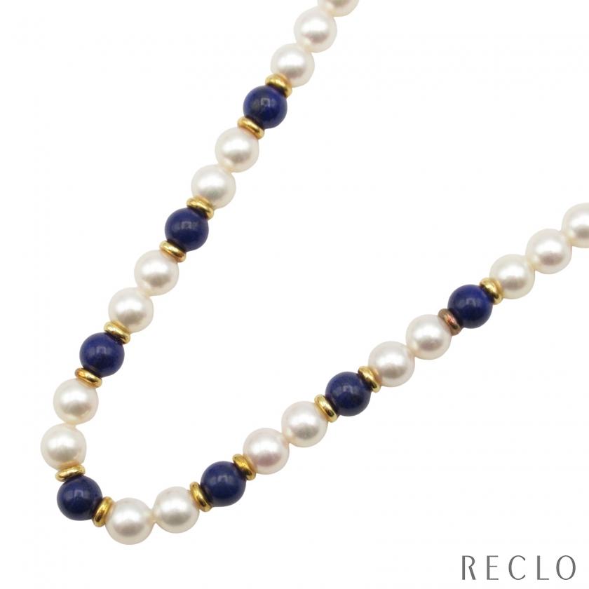 MIKIMOTO ミキモト パール ラピスラズリ ネックレス K18（イエロー