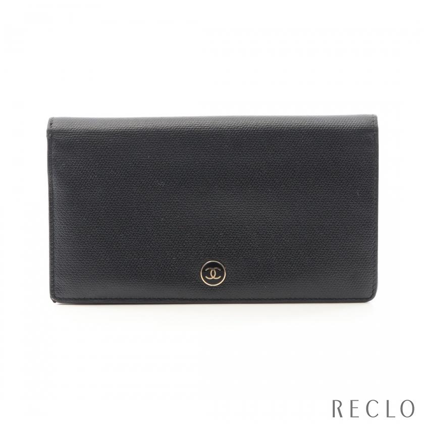 CHANEL（シャネル） ココボタン 二つ折り長財布 レザー ブラック