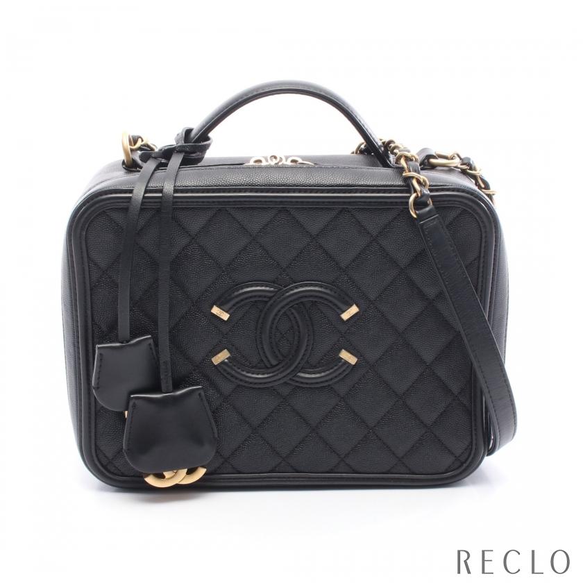 CHANEL(シャネル) マトラッセ CCフィリグリー バニティバッグ ショルダーバッグ チェーン 肩掛け ハンド キャビアスキン ブラック黒 ゴールド金具 A93344 レディース 40802168125【中古】【アラモード】 CHANEL（シャネル） CHANEL CCフィリグリー マトラッセ バニティ