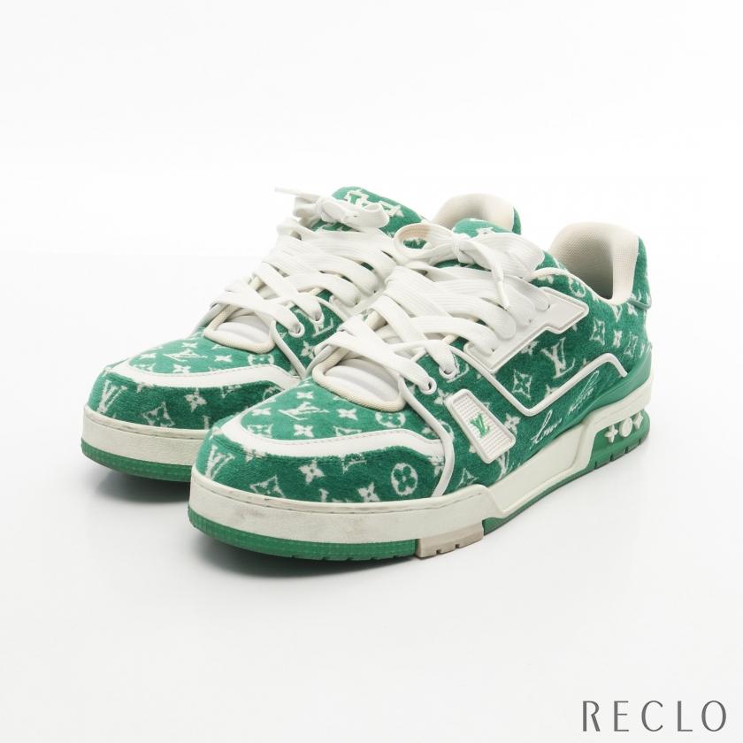 ルイ・ヴィトン LOUIS VUITTON LVトレイナーライン モノグラム テキスタイル スニーカー 靴 ラバー ファブリック メンズ グリーン系 / ホワイト系 1ABFS4 【中古】 LOUIS VUITTON（ルイ・ヴィトン） LOUIS VUITTON LVトレイナーライン