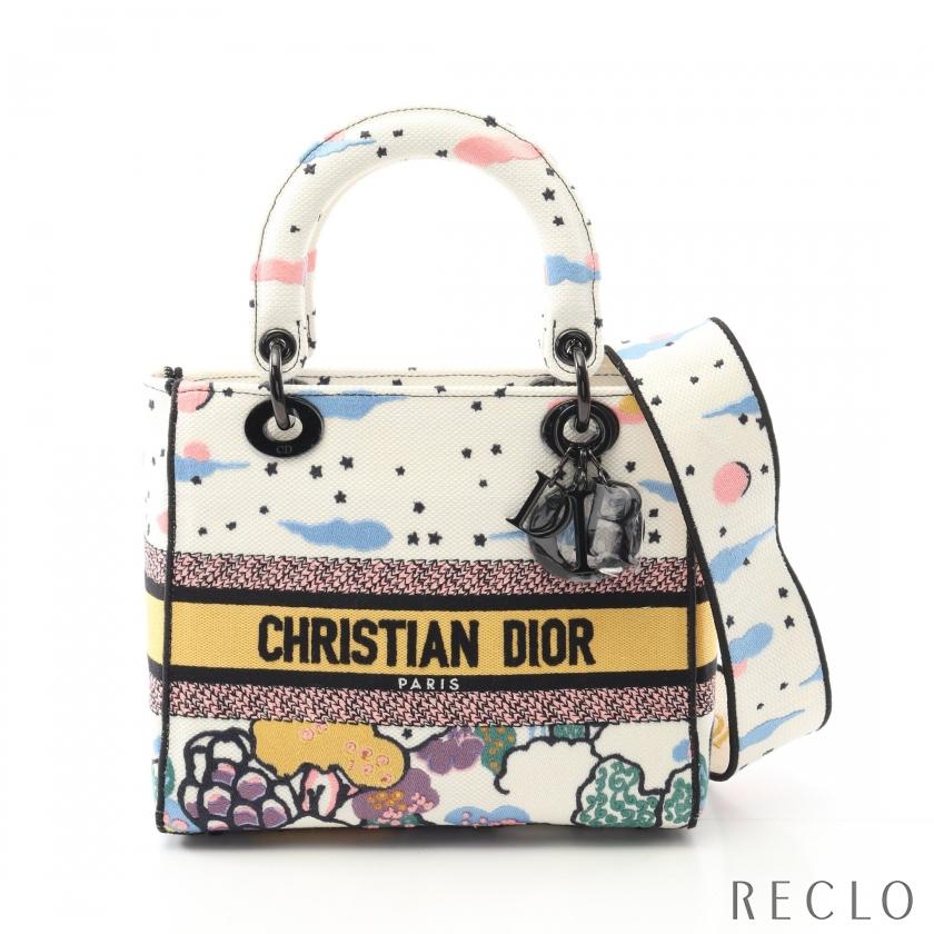 ディオール Dior LADY D-LITE ミディアム ハンドバッグ バッグ キャンバス レディース ホワイト系 / マルチカラー 【中古】 Christian Dior（クリスチャン・ディオール） Christian Dior LADY D