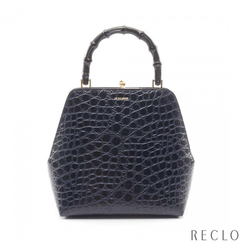 ジルサンダー JIL SANDER Goji Bamboo Square ゴジ バンブー スクエア ハンドバッグ バッグ レザー レディース ネイビー系 J07WD0021 【中古】 ジルサンダー JIL SANDER Goji Bamboo Square ゴジ バンブー スクエア