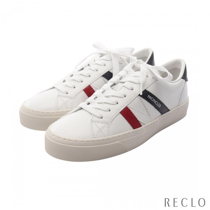 モンクレール MONCLER MONACO2 ローカット スニーカー 靴 レザー メンズ ホワイト系 / ネイビー系 / レッド系 4M00180M449600143 【新品】 MONCLER（モンクレール） MONCLER MONACO2 ローカット スニーカー