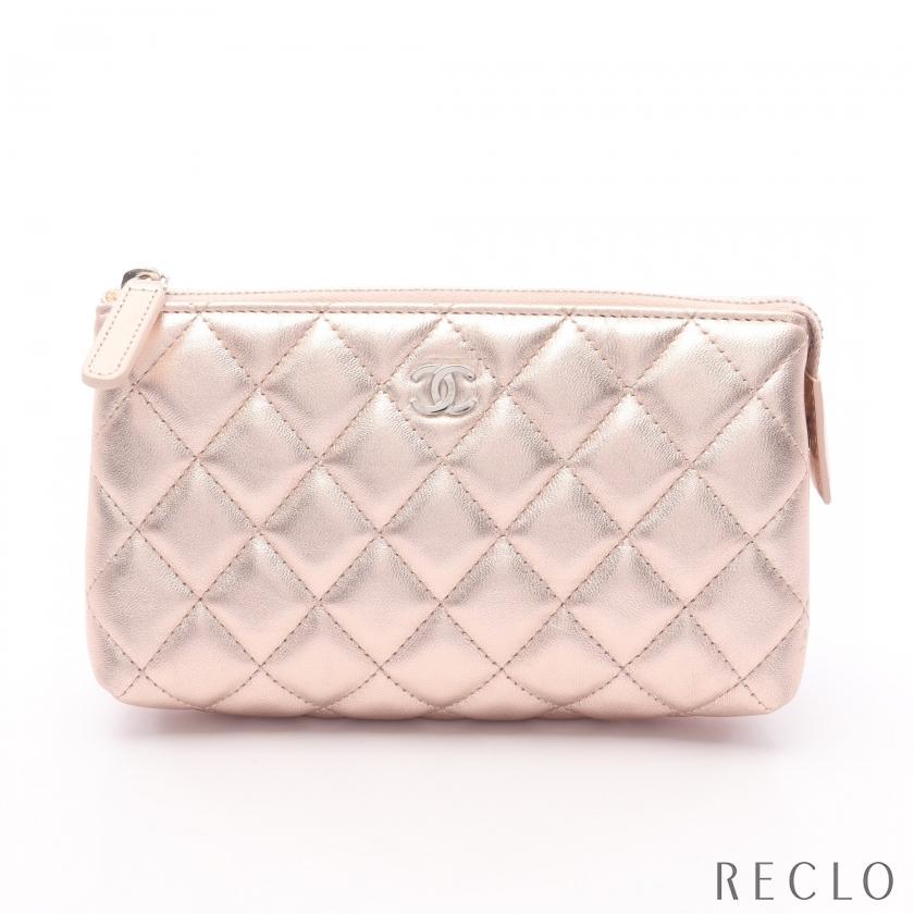 CHANEL（シャネル） マトラッセ ポーチ ラムスキン ライトピンク