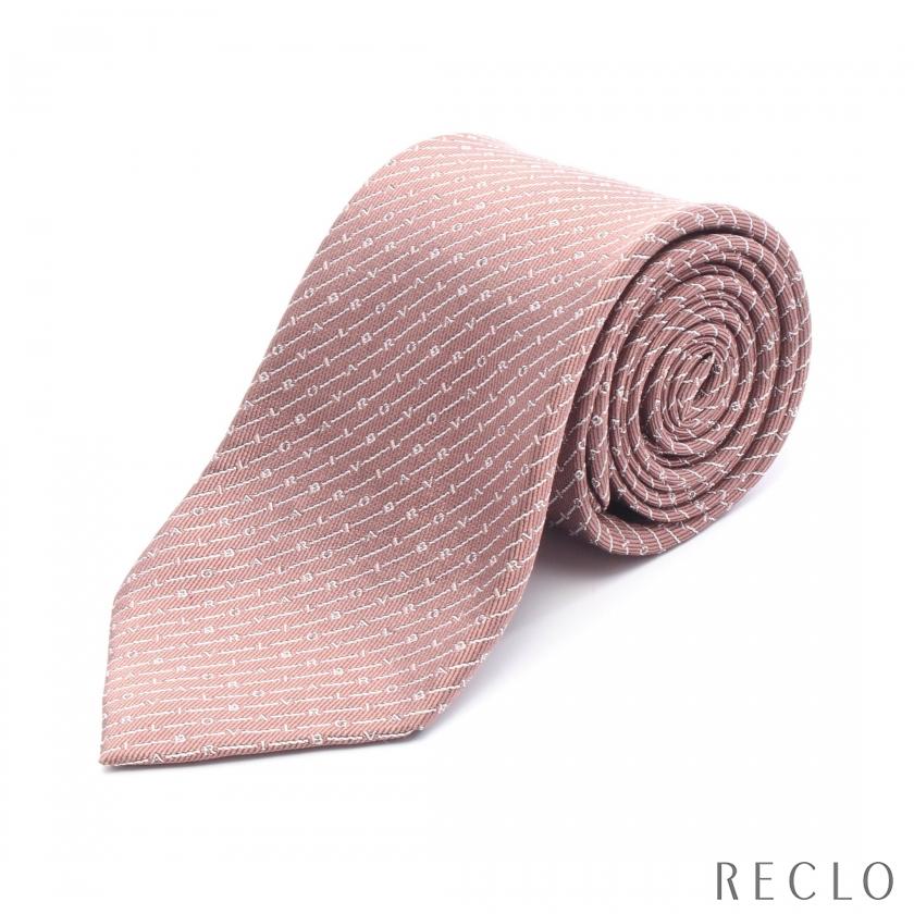 BVLGARI ブルガリ ネクタイ シルク ブラウン ホワイト メンズ 中古  