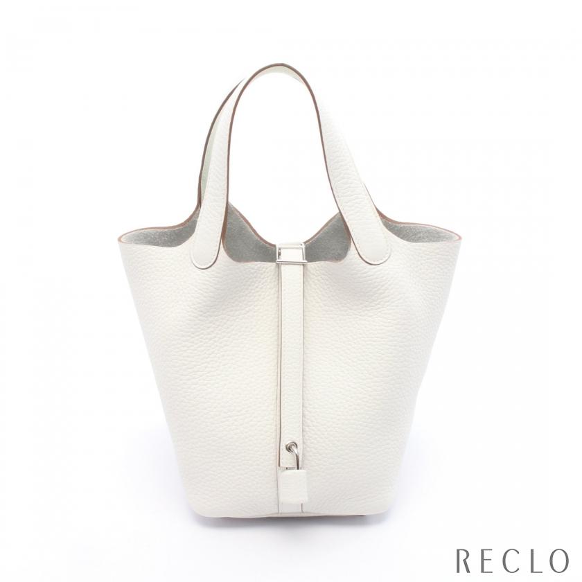 エルメス HERMES ピコタンロック エクラPM ニューホワイト ヴェールフィズ ハンドバッグ バッグ レザー トリヨンクレマンス トリヨンクレマンス レディース ホワイト系 / グリーン系 / ヴェールフィズ 【中古】 HERMES（エルメス） ピコタンロック エクラPM ニューホワイト ヴェール