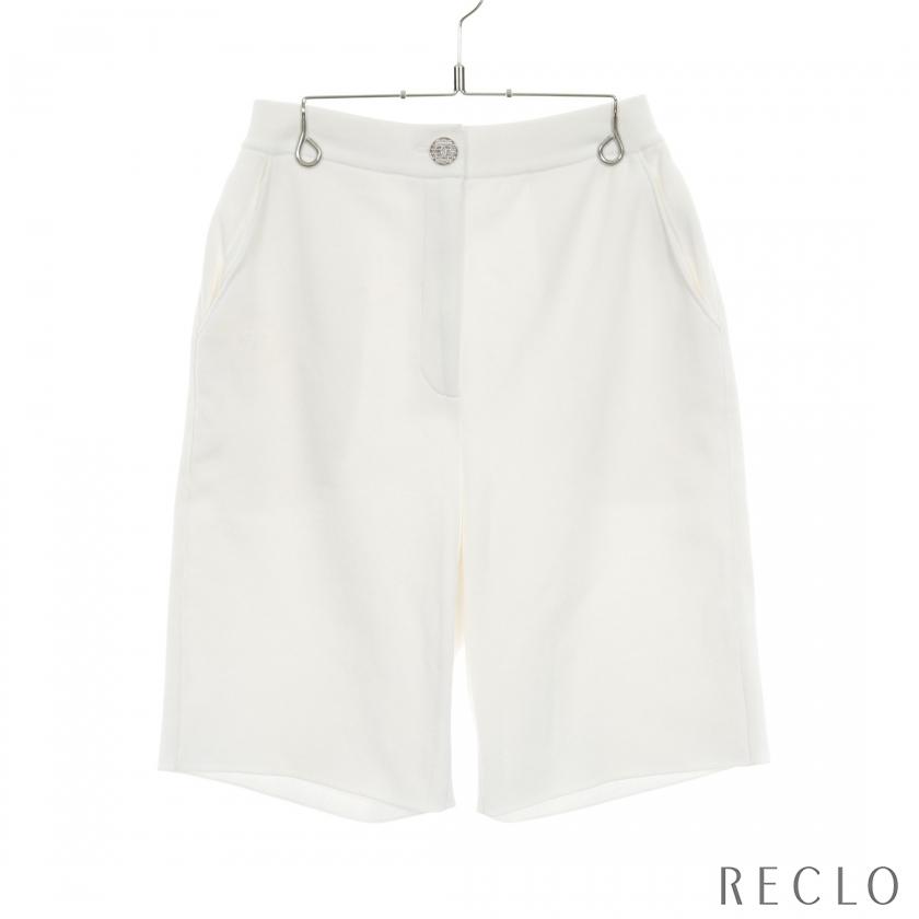 シャネル CHANEL ココマーク ラインストーンボタン ショート パンツ 衣料品 ボトムス コットン ナイロン レディース ホワイト系 P62959K48525 【中古】 CHANEL（シャネル） ココマーク ラインストーンボタン ショート パンツ