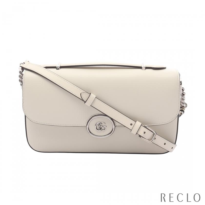 グッチ GUCCI プチGG ショルダーバッグ バッグ レザー レディース ホワイト系 739721 【中古】 GUCCI（グッチ） プチGG ショルダーバッグ レザー オフホワイト 2WAY