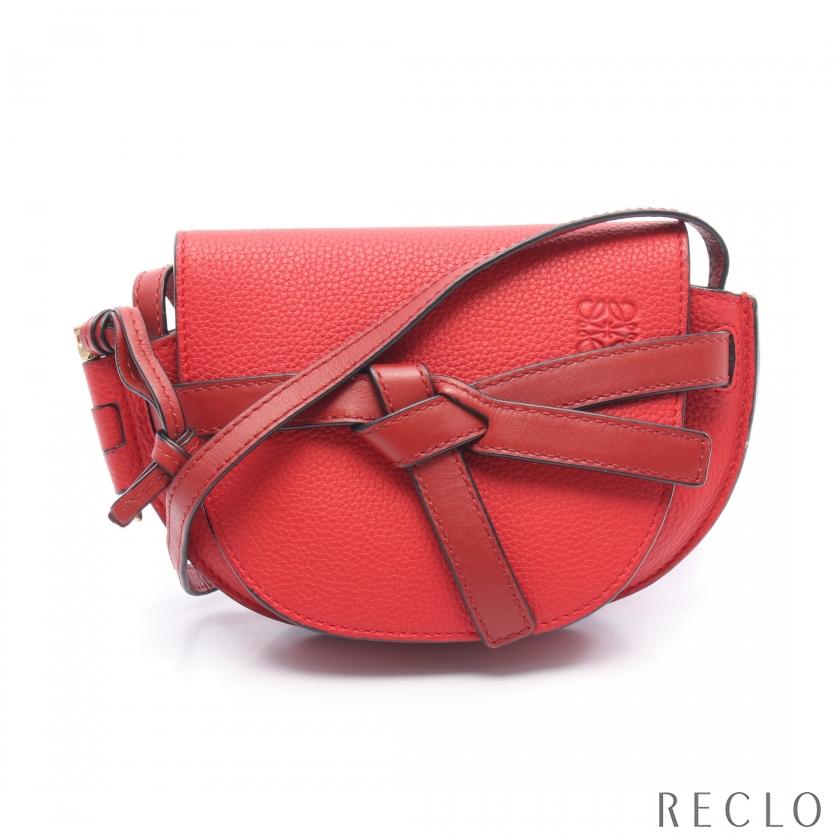 ロエベ LOEWE ゲートバッグ ミニ ショルダーバッグ バッグ レザー レディース レッド系 321.12.U62 【中古】 LOEWE（ロエベ） ゲートバッグ ミニ ショルダーバッグ レザー レッド