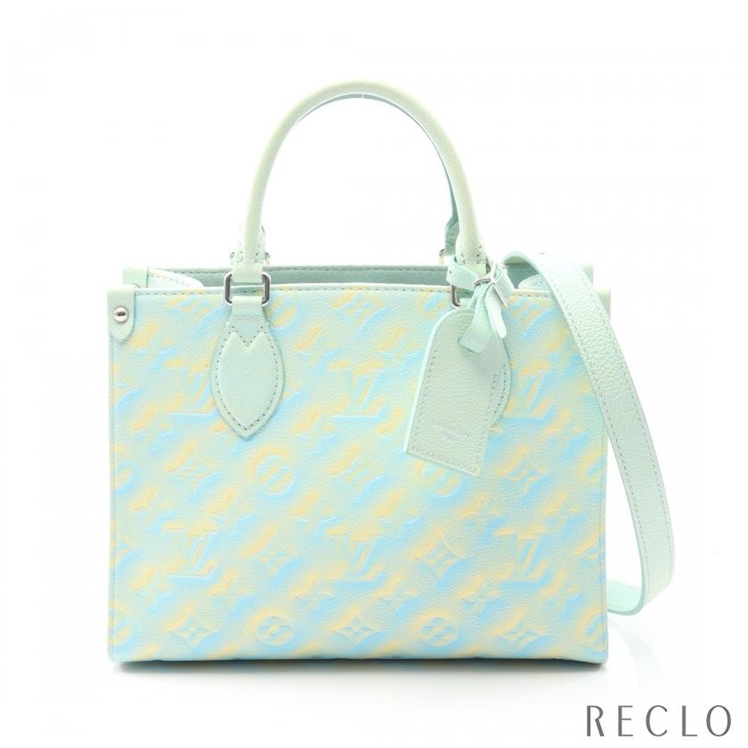 ルイ・ヴィトン LOUIS VUITTON オンザゴーPM モノグラムアンプラント サマースターダスト ヴェールドー ハンドバッグ バッグ レザー モノグラム・アンプラント レディース ブルー系 / イエロー系 M46270 【中古】 LOUIS VUITTON（ルイ・ヴィトン） オンザゴーPM モノグラムアン