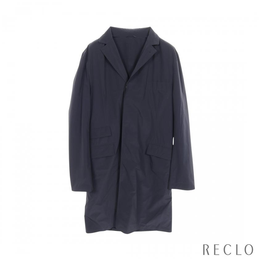 HERMES エルメス メンズ ナイロンコート ブルゾン 超美品46 エルメス HERMES スプリングコート ナイロン ネイビー メンズ 中古