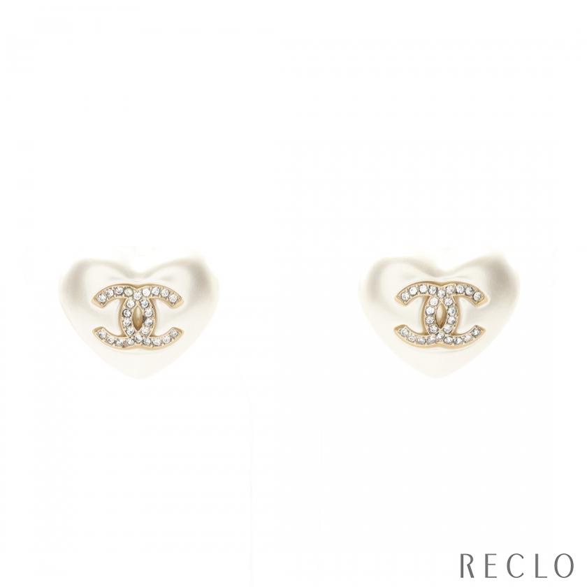 CHANEL（シャネル） ココマーク ハート ピアス フェイクパール GP
