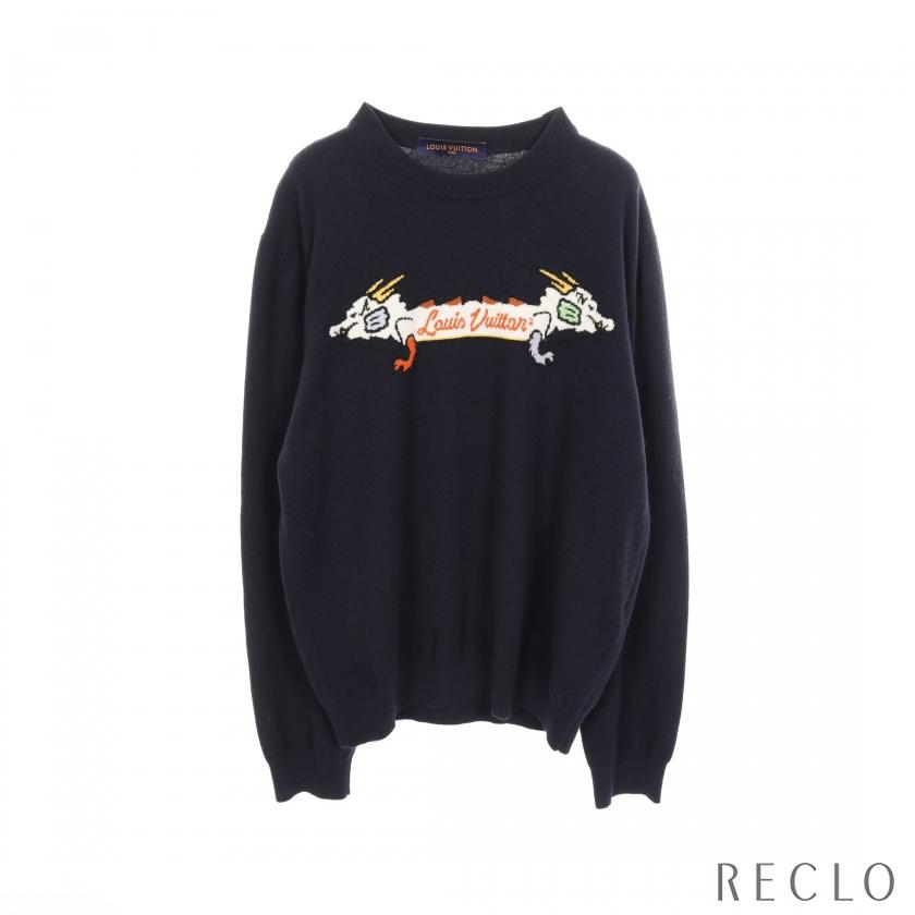 ルイ・ヴィトン LOUIS VUITTON LOUIS VUITTON × NIGO インタルシアジャカード ドラゴン グラフィック ニット 衣料品 トップス カシミヤ メンズ ネイビー系 / マルチカラー RM221MDLBHMN02W 【中古】 ルイヴィトン × NIGO インタルシアジャカード ドラゴン グラフィック
