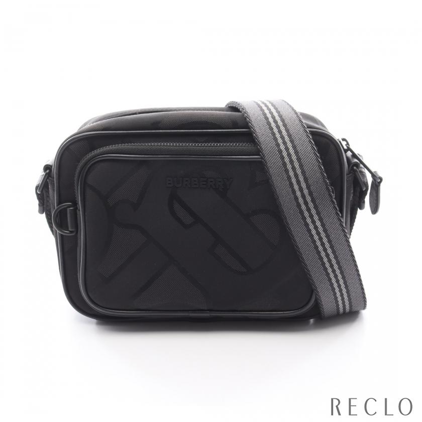 バーバリー BURBERRY TBモノグラム パディー ショルダーバッグ バッグ ナイロン レザー メンズ ブラック系 8043708 【中古】 BURBERRY（バーバリー） BURBERRY TBモノグラム パディー ショルダー