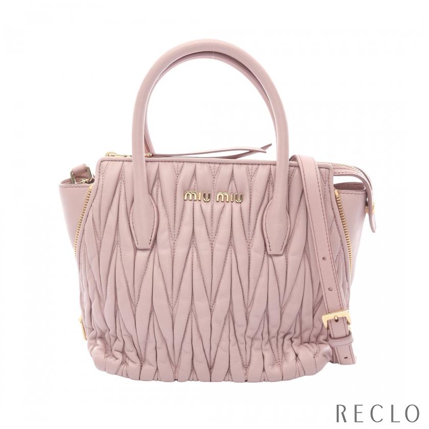 MIU MIU マテラッセ ハンドバッグ ライトピンク miu ミュウミュウ MATELASSE' マテラッセ ハンドバッグ レザー