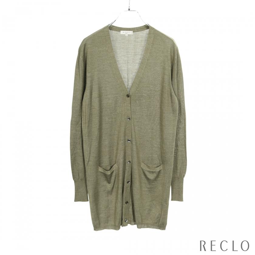 エトロ ETRO カーディガン 衣料品 トップス シルク レーヨン レディース グリーン系 【中古】 ETRO（エトロ） カーディガン シルク レーヨン グリーン レディース