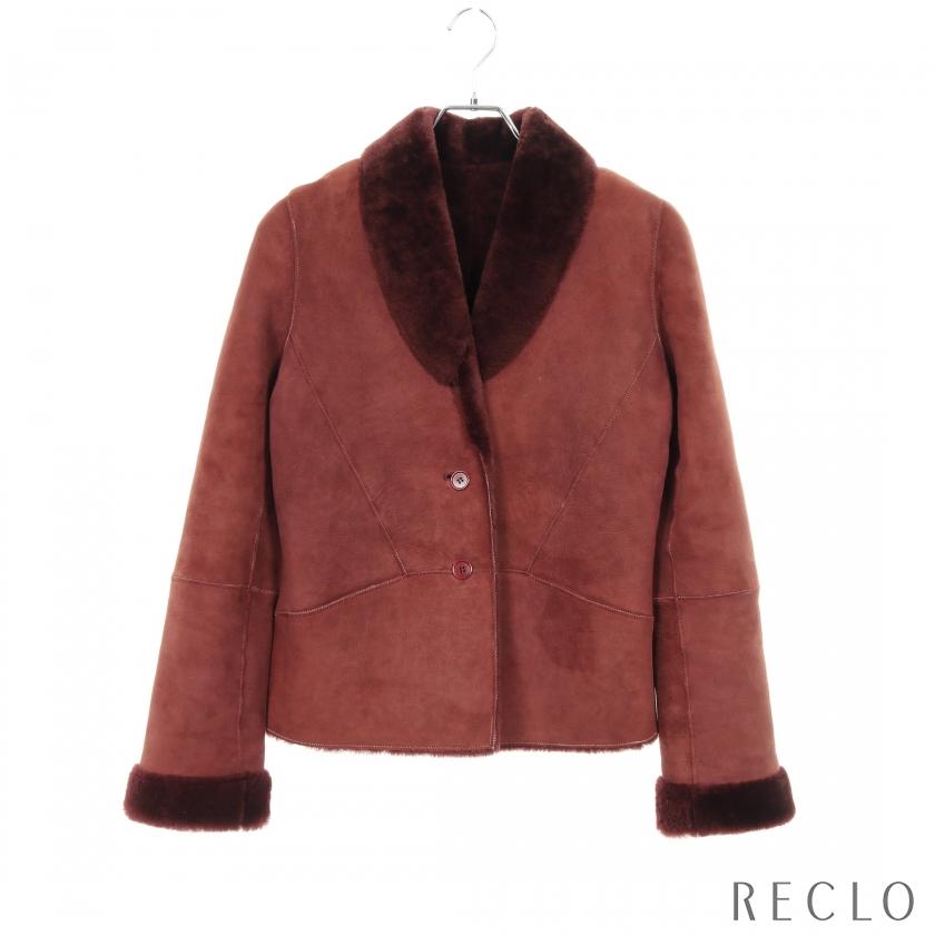 LOEWE（ロエベ） ムートンコート ラムレザー ボルドー レディース 中古