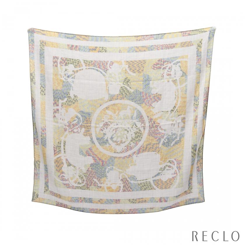 エルメス HERMES カレ90 MARBLE EX-LIBRIS スカーフ カシミヤ シルク