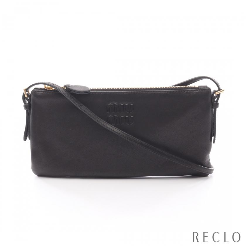 miu miu（ミュウミュウ） ポーチ ショルダーバッグ レザー ブラック