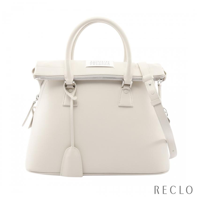 メゾンマルジェラ11 Maison Margiela 11 5AC ミディアム ハンドバッグ バッグ レザー レディース ホワイト系 S56WG0093 【中古】 メゾンマルジェラ11 Maison Margiela 11 5AC ミディアム ハンドバッグ