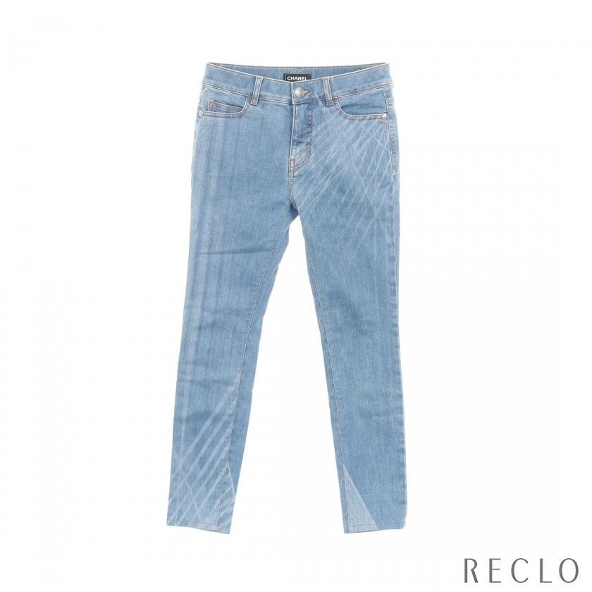 シャネル CHANEL ココマークボタン デニムパンツ 衣料品 ボトムス コットン レディース ブルー系 P47726V35865 【中古】 CHANEL（シャネル） ココマークボタン デニムパンツ コットン ブルー