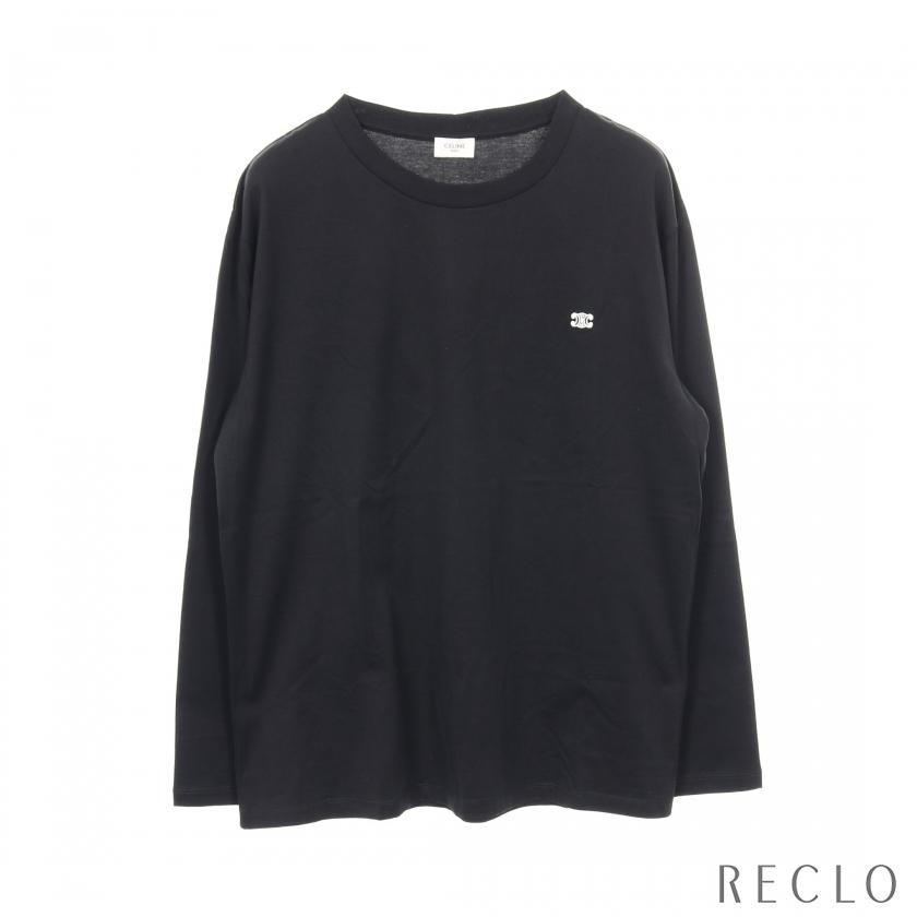CELINE（セリーヌ） トリオンフ 刺繍 Tシャツ 長袖 コットン ブラック