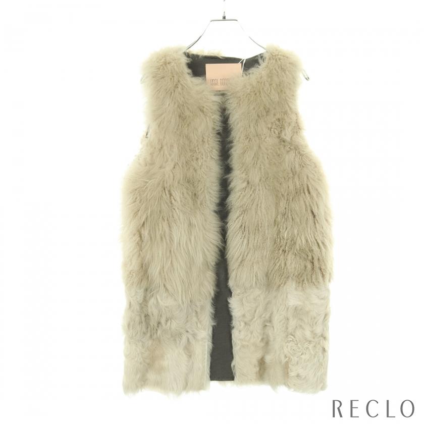みっこカールドノヒュー　ムートンファーベスト Karl Donoghue（カールドノヒュー） ファー ベスト ムートン カーキ