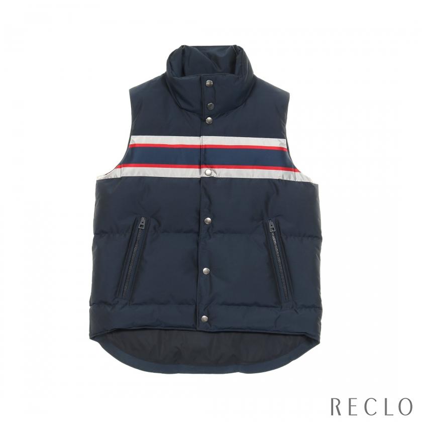 ディオール Dior ダウンベスト 衣料品 アウター ポリエステル レディース ネイビー系 / シルバー系 / レッド系 【中古】 Christian Dior（クリスチャン・ディオール） ダウンベスト ロゴ