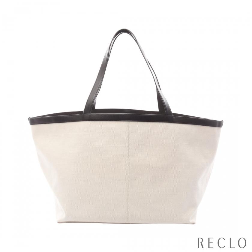 ボッテガヴェネタ BOTTEGA VENETA ラージ フリップフラップ トートバッグ バッグ キャンバス レザー レディース ホワイト系 / ブラウン系 754915 【中古】 BOTTEGA VENETA（ボッテガ・ヴェネタ） ラージ フリップフラップ