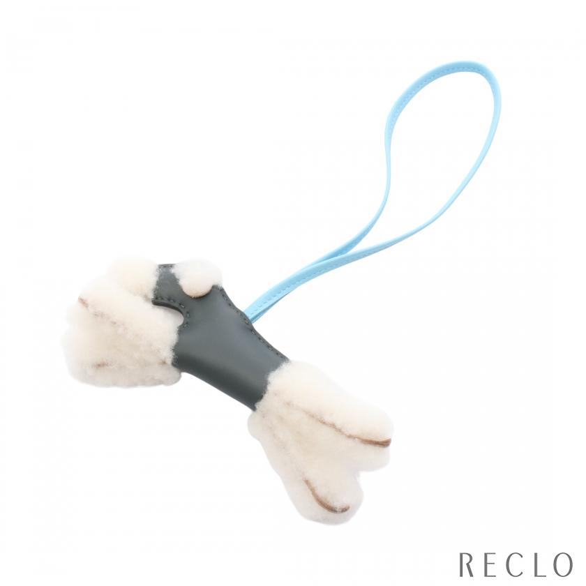 エルメス HERMES バディチャーム ヴェールマングローブ セレステ チャーム アクセサリー ムートン アニョーミロ アニョーミロ レディース グリーン系 / ブルー系 / ホワイト系 【中古】 HERMES（エルメス） バディチャーム ヴェールマングローブ セレステ