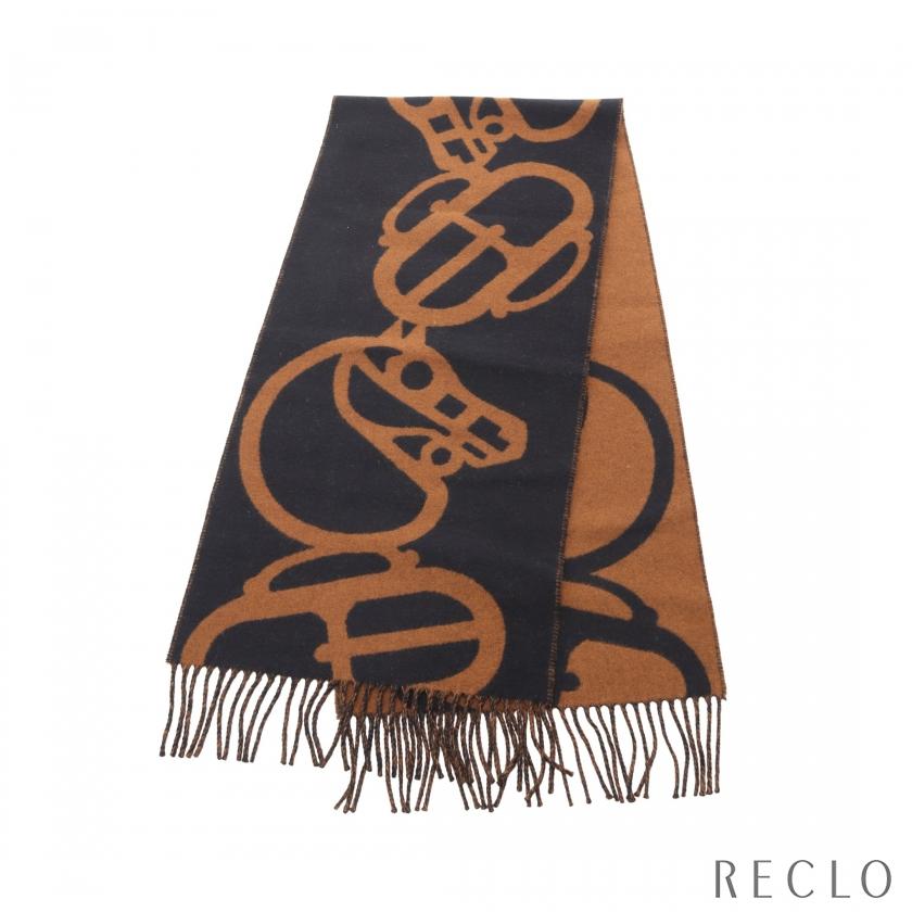 HERMES（エルメス） バックル&カマイユ マフラー カシミヤ ブラック