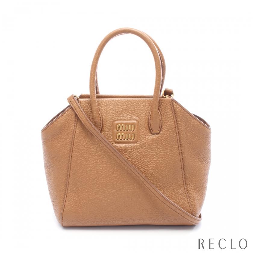 ミュウ ミュウ Miu Miu ヴィッテロダイノ ハンドバッグ バッグ レザー レディース ブラウン系 【中古】 ミュウミュウ miu ヴィッテロダイノ ハンドバッグ レザー ライト