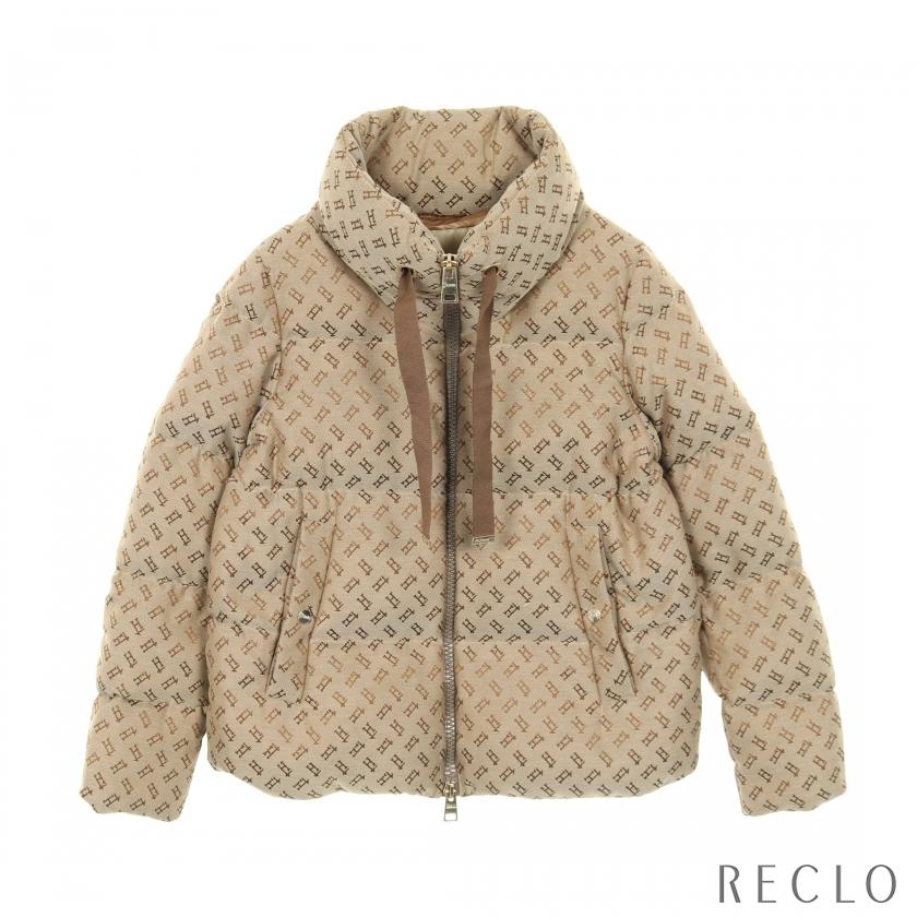 ヘルノ Herno モノグラム ダウンジャケット 衣料品 アウター ポリエステル / コットン レディース ベージュ系 【中古】 HERNO（ヘルノ） モノグラム ダウンジャケット コットン ベージュ