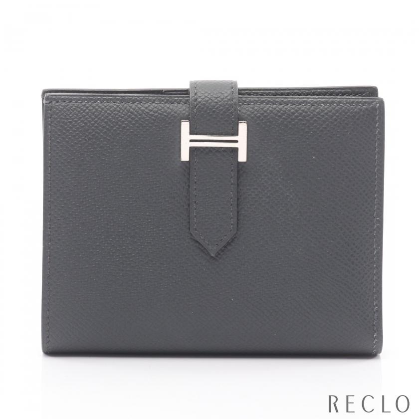 エルメス HERMES ベアンコンパクト グリミスティ 二つ折り財布 財布 ヴォーエプソン ヴォーエプソン レディース グレー系 【中古】 HERMES（エルメス） ベアンコンパクト グリミスティ 二つ折り財布